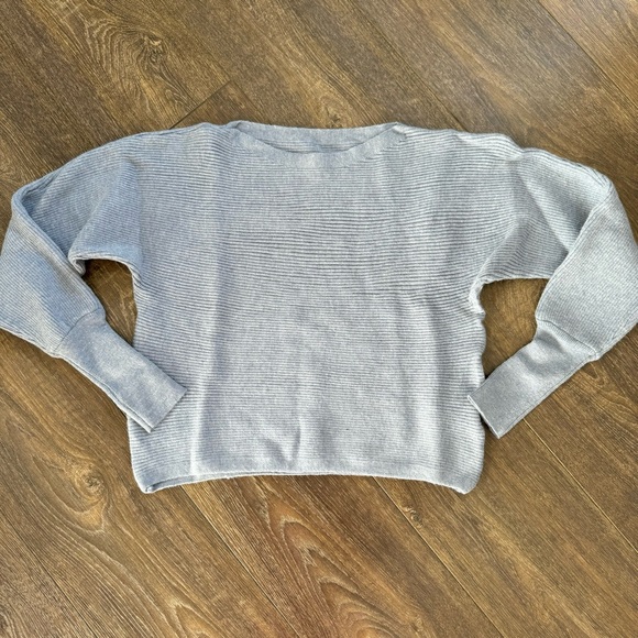 Women’s Dolman Boat Neck Ribbed Knit Sweater Dusty Blue Size L - Picture 5 of 7